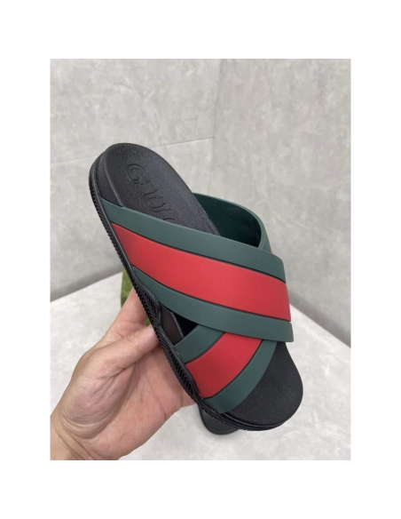 Gucci Rubber Slide Green Red,Gucci