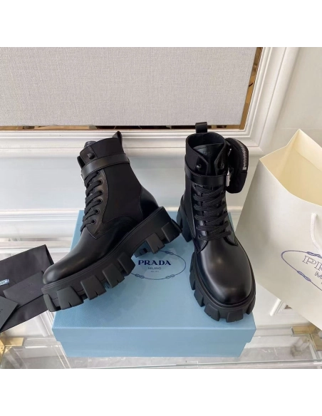 Prada Monolith brushed leather and ReNylon boots,Loewe