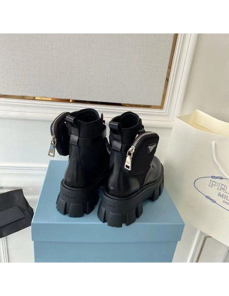 Prada Monolith brushed leather and ReNylon boots,Loewe