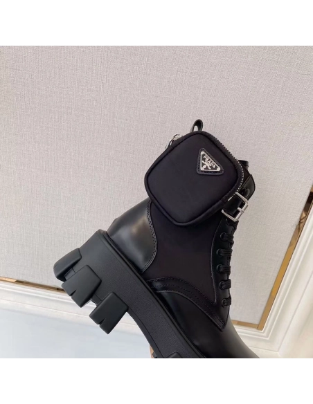 Prada Monolith brushed leather and ReNylon boots,Loewe