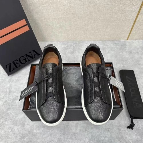ZEGNA Black Triple Stitch SECONDSKIN Sneakers,ZEGNA SNEAKERS