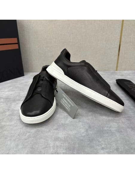 ZEGNA Black Triple Stitch SECONDSKIN Sneakers,ZEGNA SNEAKERS