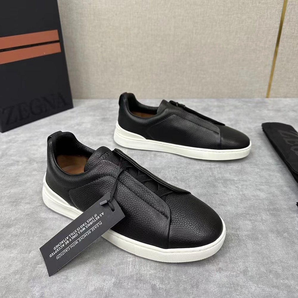 ZEGNA Black Triple Stitch SECONDSKIN Sneakers,ZEGNA SNEAKERS