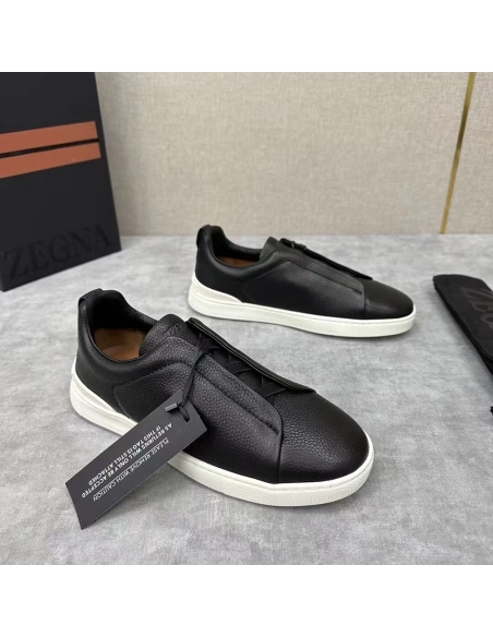 ZEGNA Black Triple Stitch SECONDSKIN Sneakers,ZEGNA SNEAKERS
