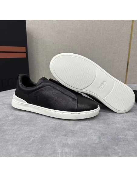 ZEGNA Black Triple Stitch SECONDSKIN Sneakers,ZEGNA SNEAKERS