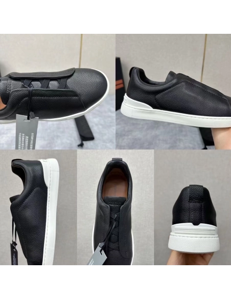 ZEGNA Black Triple Stitch SECONDSKIN Sneakers,ZEGNA SNEAKERS