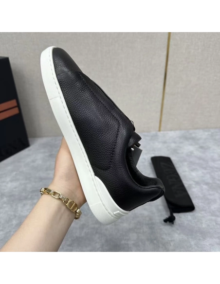 ZEGNA Black Triple Stitch SECONDSKIN Sneakers,ZEGNA SNEAKERS