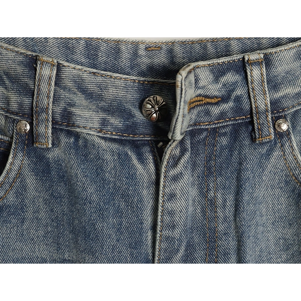 Chrome Hearts Cross Embroidered Washed Jeans,Chrome Hearts