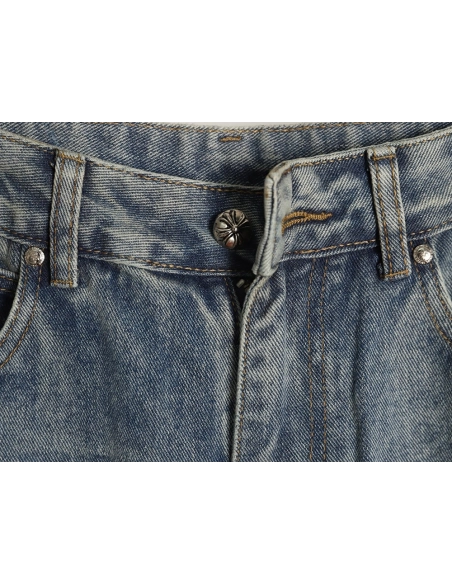 Chrome Hearts Cross Embroidered Washed Jeans,Chrome Hearts