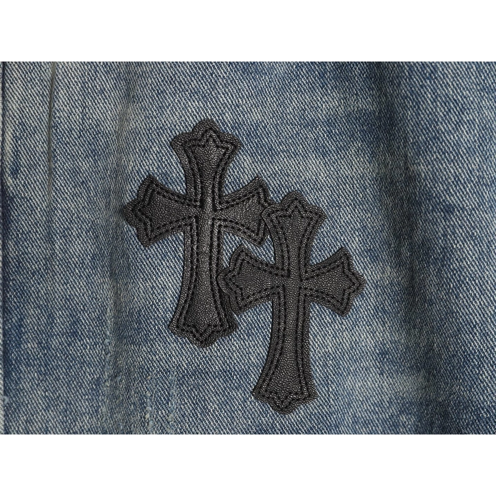 Chrome Hearts Cross Embroidered Washed Jeans,Chrome Hearts
