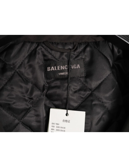 Balenciaga double-ring logo embroidered stand-up collar cotton coat,Balenciaga