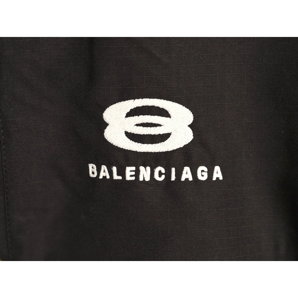 Balenciaga double-ring logo embroidered stand-up collar cotton coat,Balenciaga
