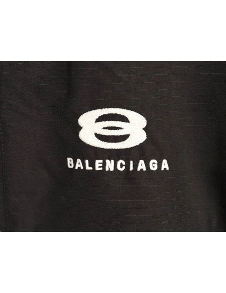 Balenciaga double-ring logo embroidered stand-up collar cotton coat,Balenciaga