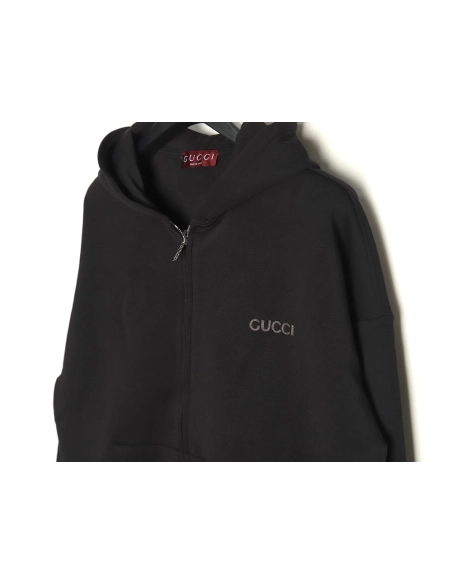 Gucci Slogan Embroidered Space Cotton Zip-Up Hoodie,Gucci
