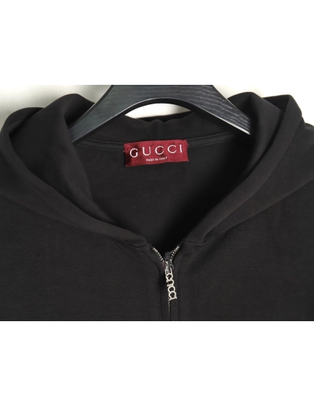Gucci Slogan Embroidered Space Cotton Zip-Up Hoodie,Gucci