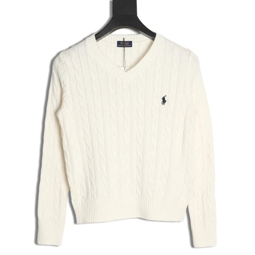 Ralph Lauren Womens Cable Knit V-Neck Sweater TSK1,Ralph Lauren