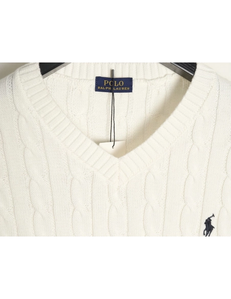 Ralph Lauren Womens Cable Knit V-Neck Sweater TSK1,Ralph Lauren