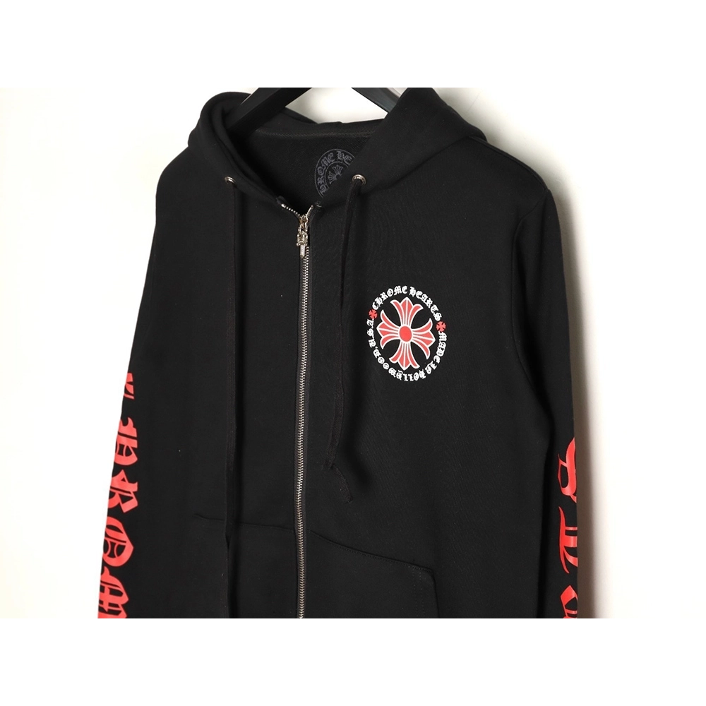 Chrome Hearts Red Cross Print Zip-Up Jacket,Chrome Hearts