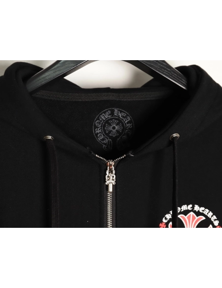 Chrome Hearts Red Cross Print Zip-Up Jacket,Chrome Hearts