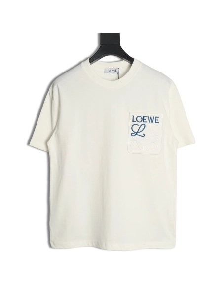 Loewe Pocket Logo Embroidered ShortSleeve TShirt,Loewe T Shirt,Tshirt,APPAREL