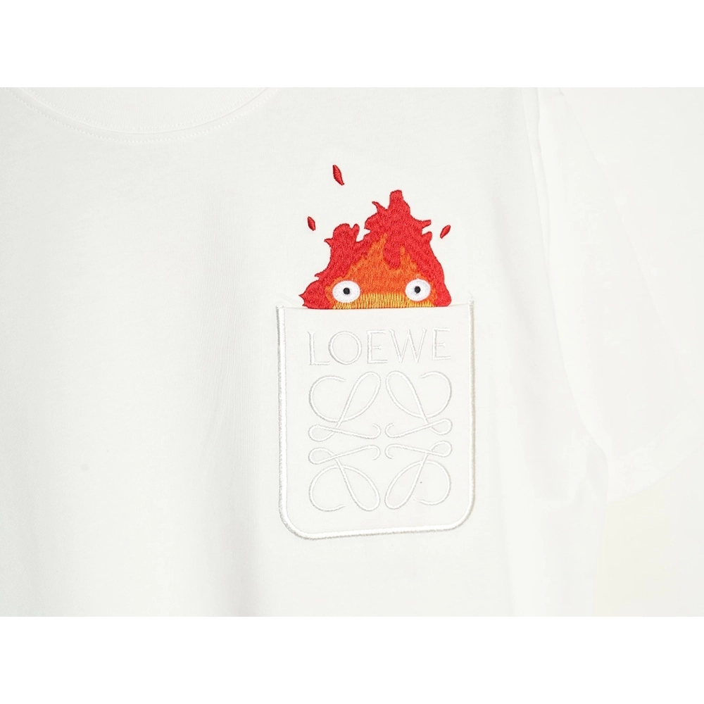 Loewe Collab Pocket FlameEmbroidered ShortSleeve TShirt,Loewe T Shirt,Tshirt,APPAREL