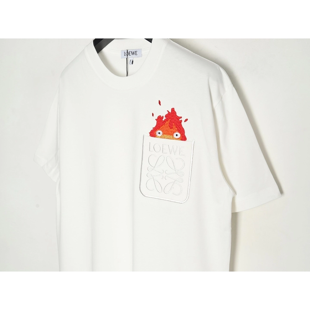 Loewe Collab Pocket FlameEmbroidered ShortSleeve TShirt,Loewe T Shirt,Tshirt,APPAREL