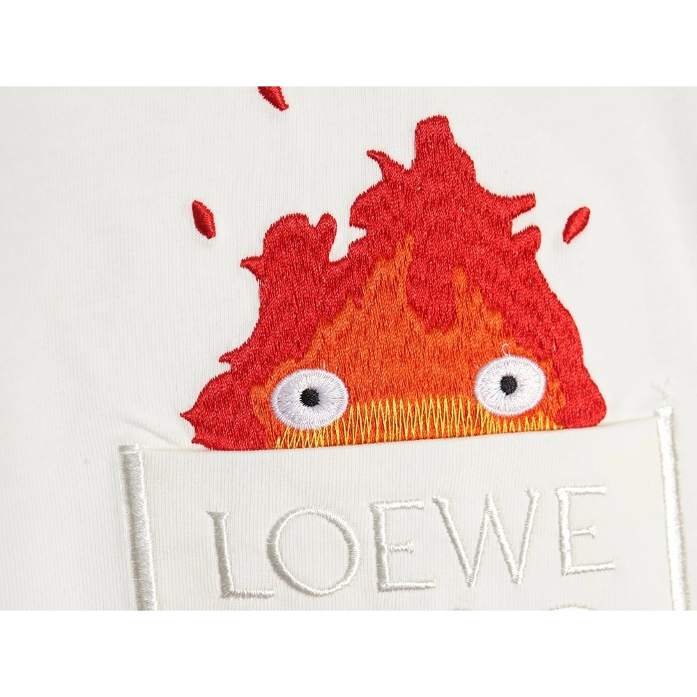Loewe Collab Pocket FlameEmbroidered ShortSleeve TShirt,Loewe T Shirt,Tshirt,APPAREL