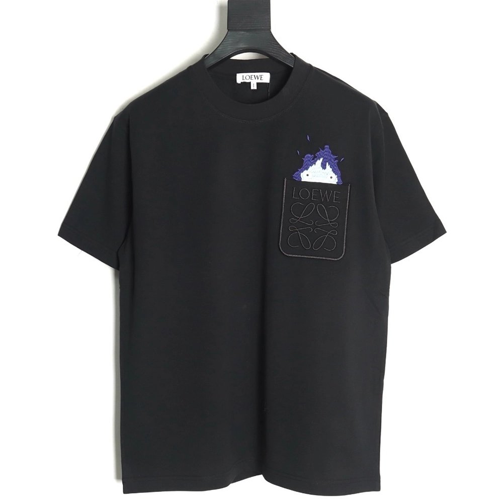 Loewe Collab Pocket FlameEmbroidered ShortSleeve TShirt,Loewe T Shirt,Tshirt,APPAREL