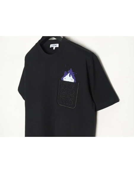 Loewe Collab Pocket FlameEmbroidered ShortSleeve TShirt,Loewe T Shirt,Tshirt,APPAREL