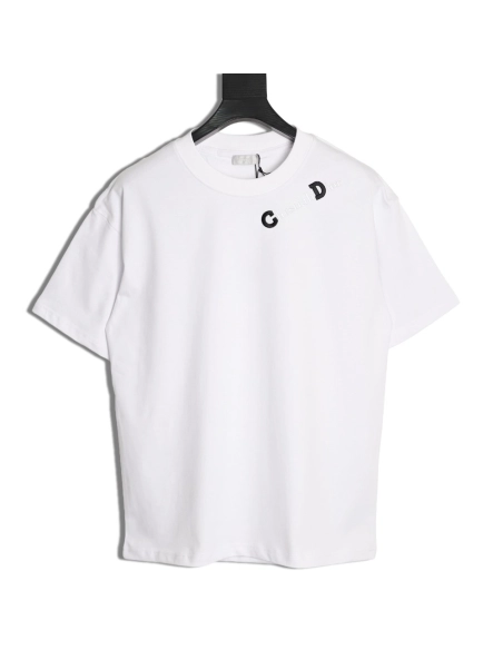 Dior CD Slogan Embroidered Logo ShortSleeve TShirt,Dior T Shirt,Tshirt,APPAREL