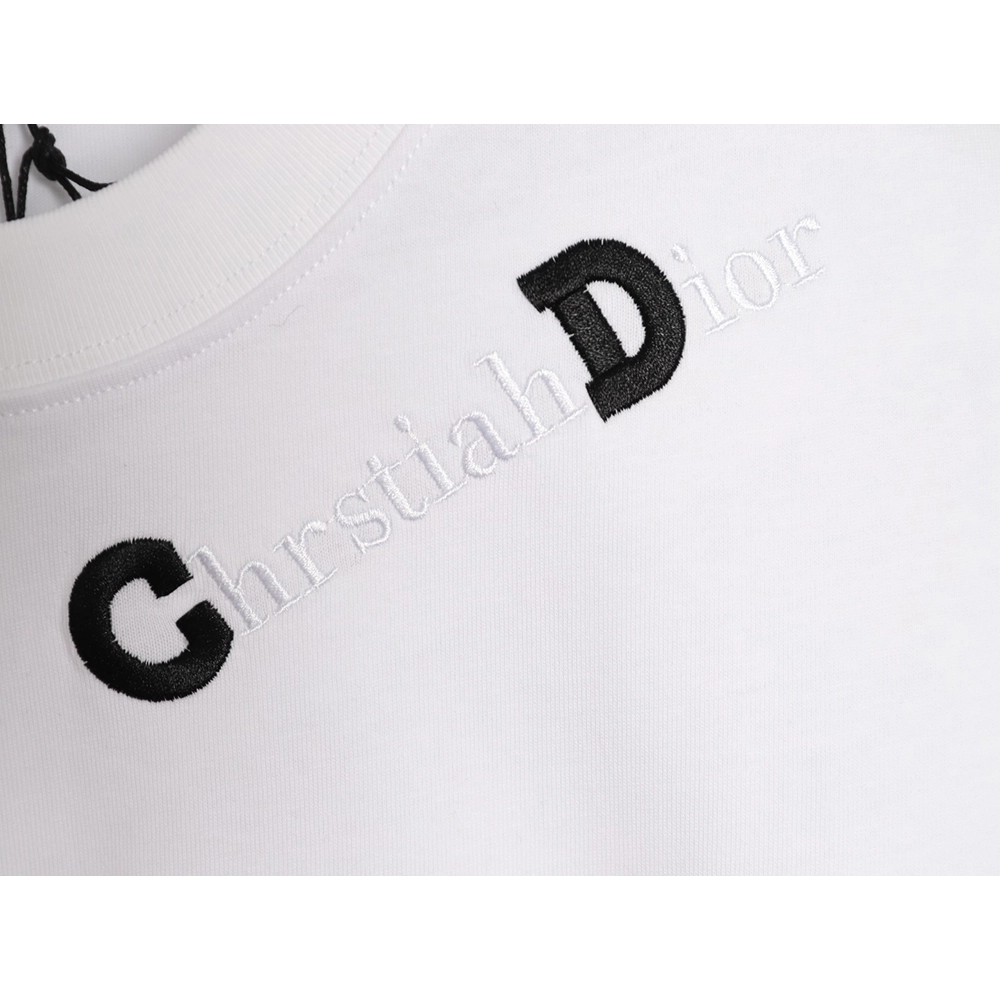 Dior CD Slogan Embroidered Logo ShortSleeve TShirt,Dior T Shirt,Tshirt,APPAREL