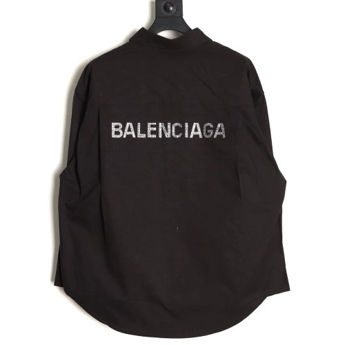Balenciaga Back Rhinestone Letter Logo Back LongSleeve Shirt,Balenciaga Shirt,Shirt,APPAREL
