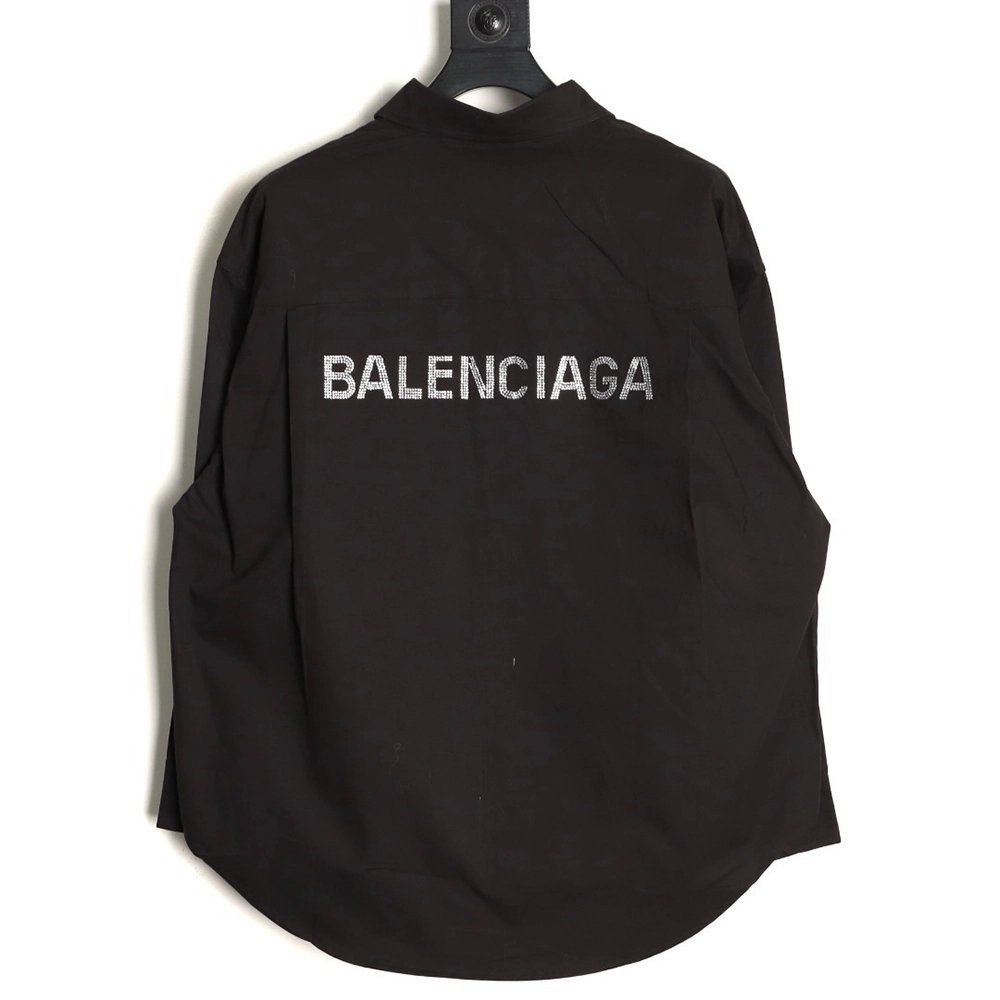 Balenciaga Back Rhinestone Letter Logo Back LongSleeve Shirt,Balenciaga Shirt,Shirt,APPAREL