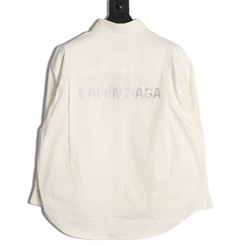 Balenciaga Back Rhinestone Letter Logo Back LongSleeve Shirt,Balenciaga Shirt,Shirt,APPAREL