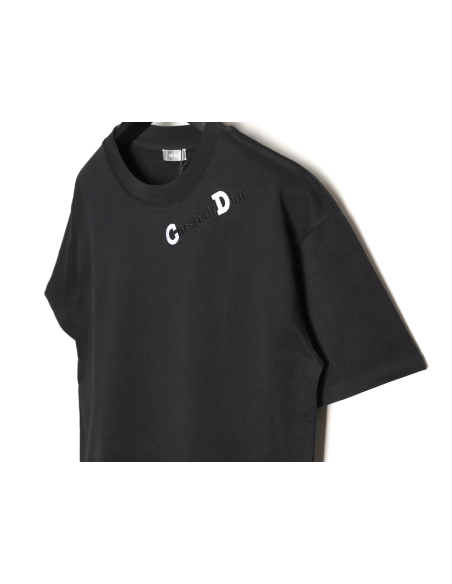 Dior CD Slogan Embroidered Logo ShortSleeve TShirt,Dior T Shirt,Tshirt,APPAREL