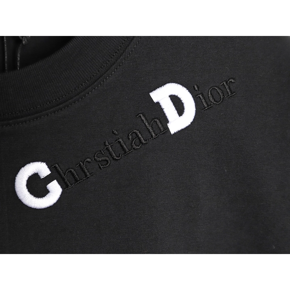Dior CD Slogan Embroidered Logo ShortSleeve TShirt,Dior T Shirt,Tshirt,APPAREL