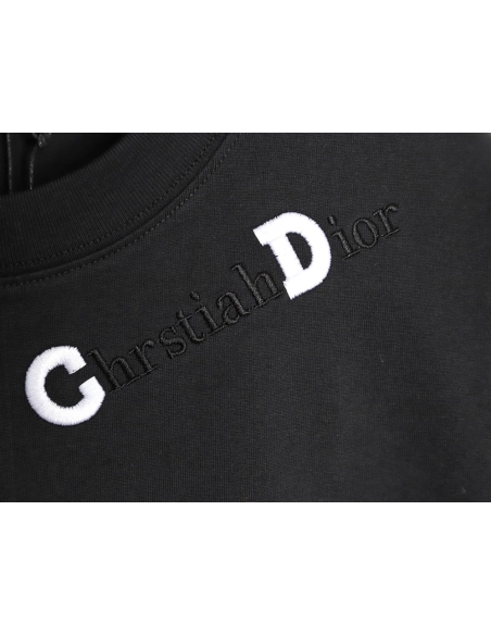 Dior CD Slogan Embroidered Logo ShortSleeve TShirt,Dior T Shirt,Tshirt,APPAREL