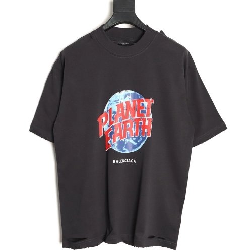 Balenciaga Earth Print Ripped ShortSleeve TShirt,Balenciaga T Shirt,Tshirt,APPAREL