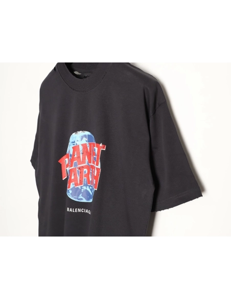 Balenciaga Earth Print Ripped ShortSleeve TShirt,Balenciaga T Shirt,Tshirt,APPAREL