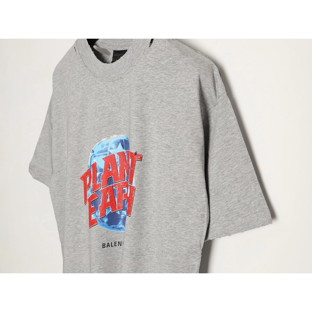 Balenciaga Earth Print Ripped ShortSleeve TShirt,Balenciaga T Shirt,Tshirt,APPAREL