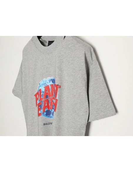 Balenciaga Earth Print Ripped ShortSleeve TShirt,Balenciaga T Shirt,Tshirt,APPAREL