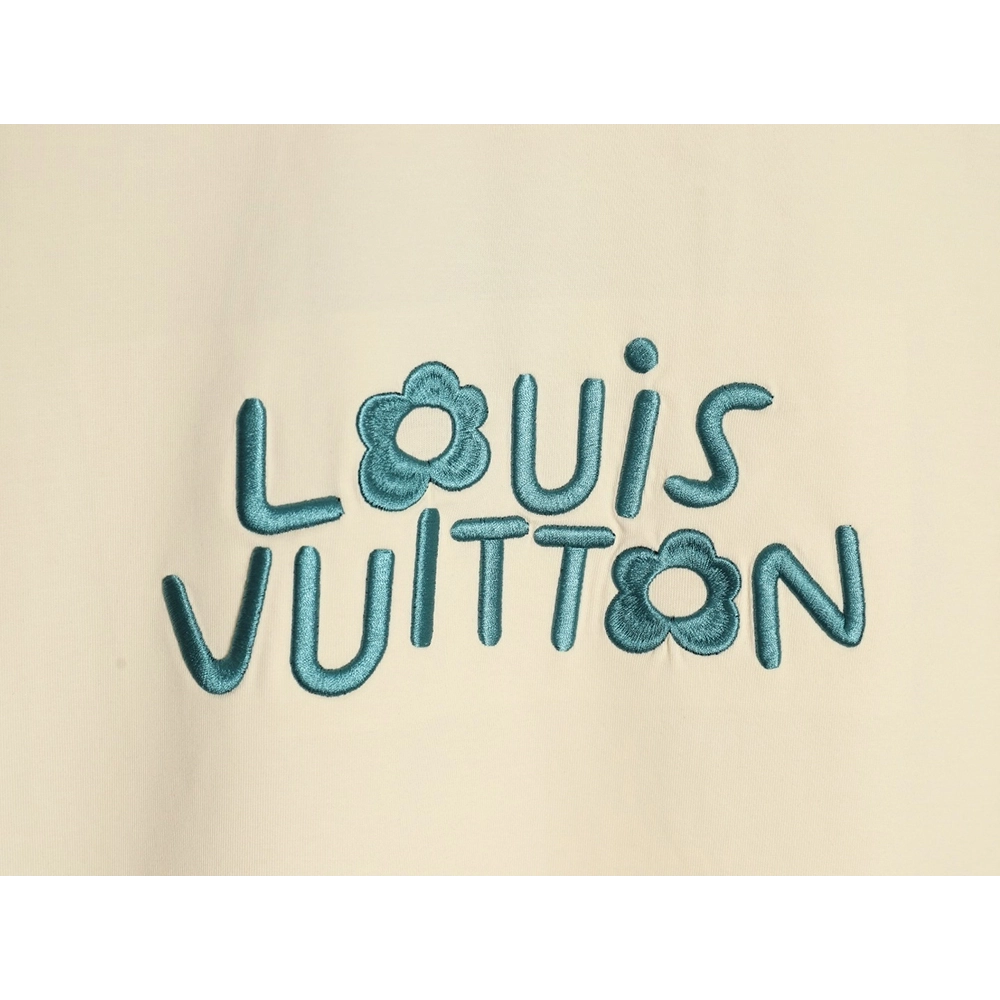 Louis Vuitton ShortSleeve Shirt with Blue Floral and Letter Embroidery,Louis Vuitton Shirt,Shirt,APPAREL