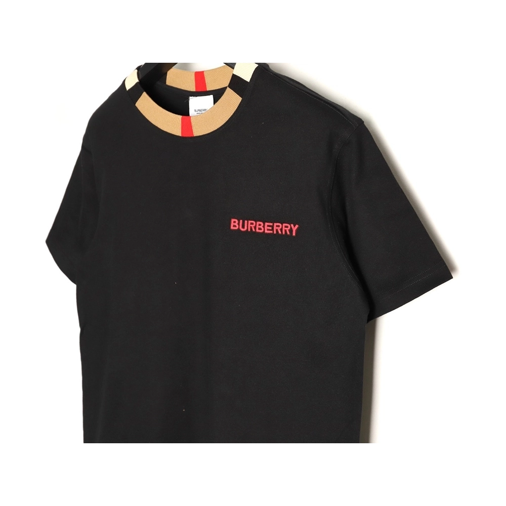 Burberry check collar embroidered logo shortsleeved shirt,Burberry Shirt,Shirt,APPAREL