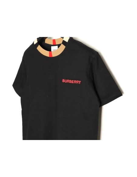 Burberry check collar embroidered logo shortsleeved shirt,Burberry Shirt,Shirt,APPAREL