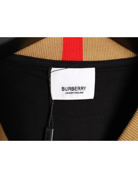 Burberry check collar embroidered logo shortsleeved shirt,Burberry Shirt,Shirt,APPAREL