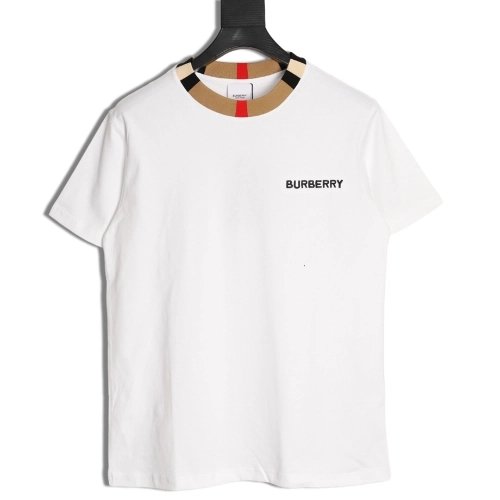 Burberry check collar embroidered logo shortsleeved shirt,Burberry Shirt,Shirt,APPAREL