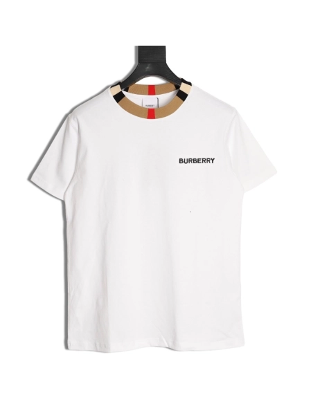 Burberry check collar embroidered logo shortsleeved shirt,Burberry Shirt,Shirt,APPAREL