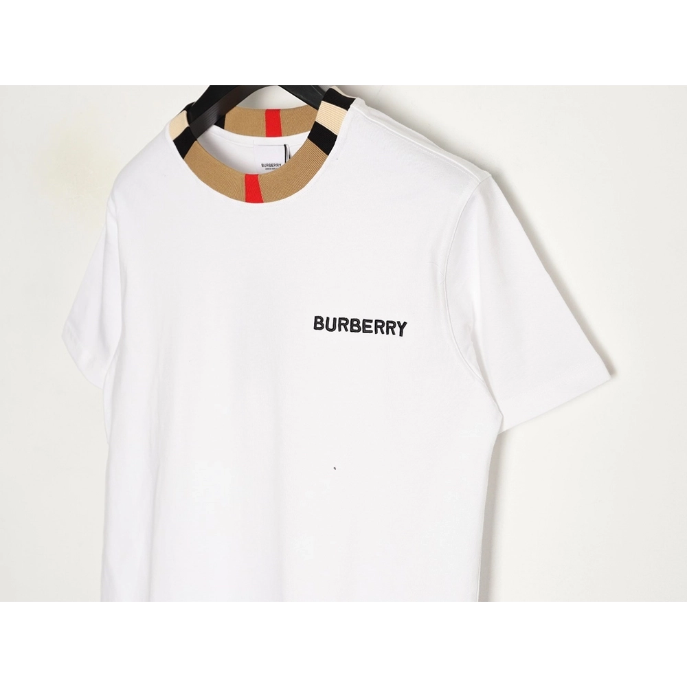 Burberry check collar embroidered logo shortsleeved shirt,Burberry Shirt,Shirt,APPAREL
