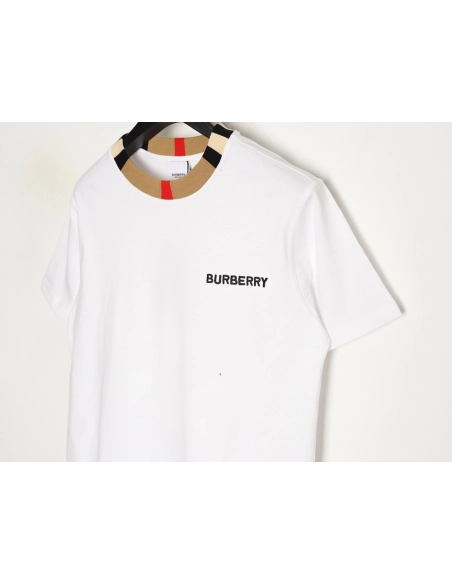 Burberry check collar embroidered logo shortsleeved shirt,Burberry Shirt,Shirt,APPAREL