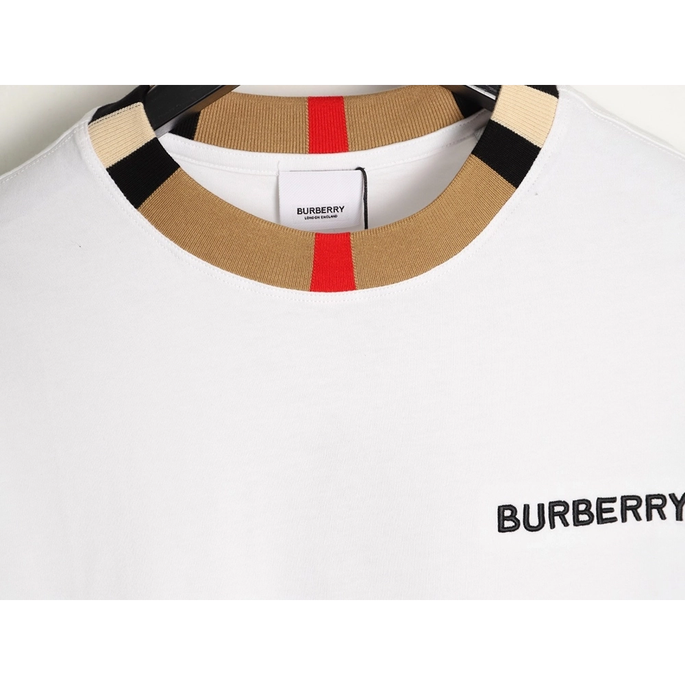 Burberry check collar embroidered logo shortsleeved shirt,Burberry Shirt,Shirt,APPAREL